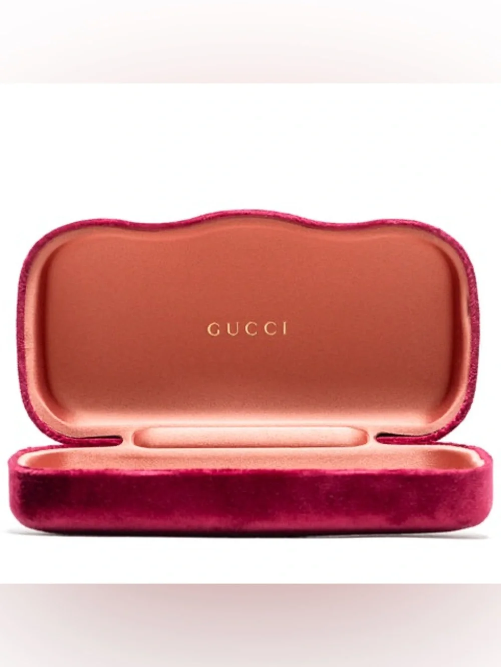 Gucci Burgundy Velvet Hard Sunglasses Eyeglasses Case + Cleaning Cloth